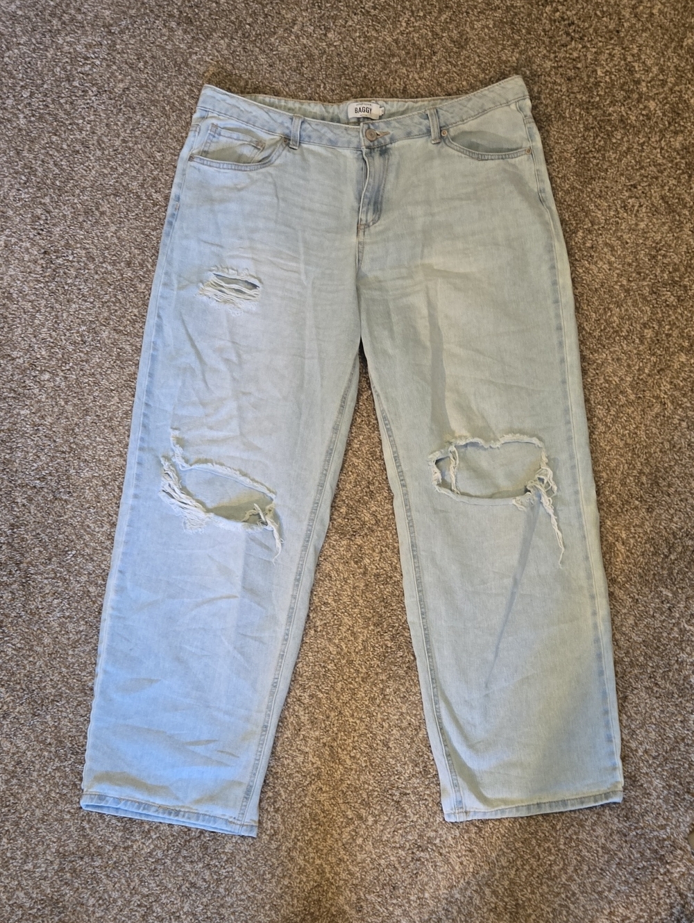 Baggy Wide Leg Refuge Denim Jeans Distressed